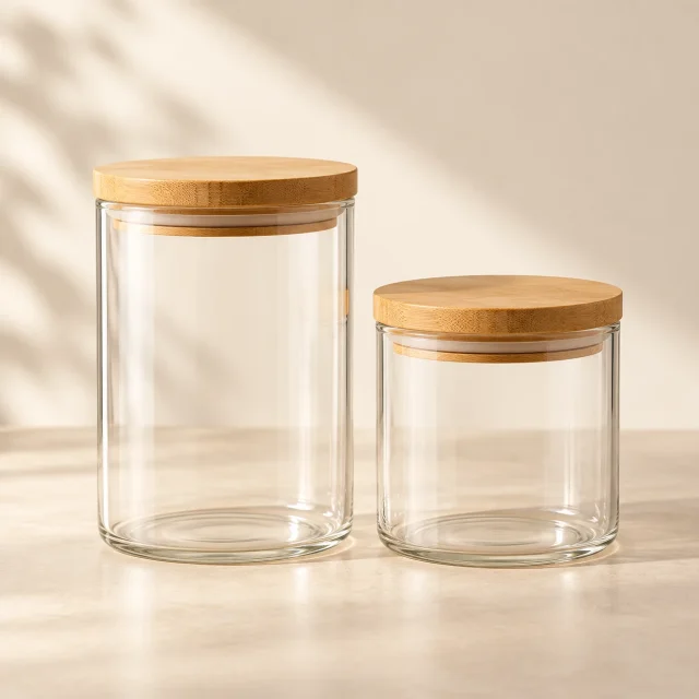 Glass Storage Jar Pair