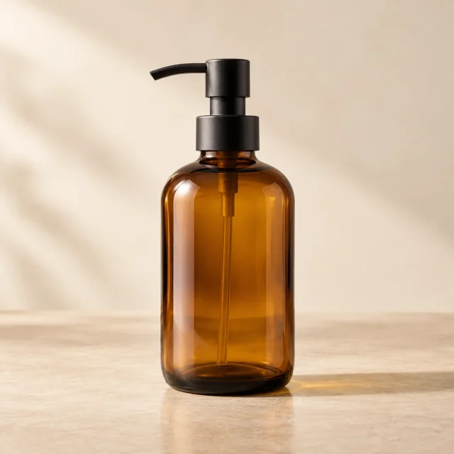 Amber Glass Soap Dispenser
